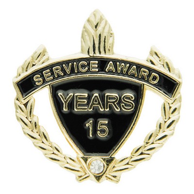 1¼" 15 Years of Service Award Lapel Pin w/Rhinestone