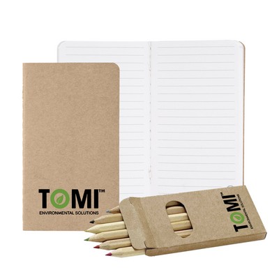 Eco Mini Notebook w/6-Color Pencil Set