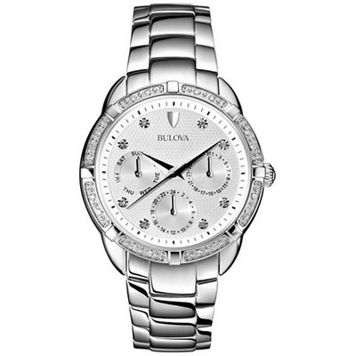 Bulova Women's Diamond Accent Stainless Steel Bracelet Chronograph Watch