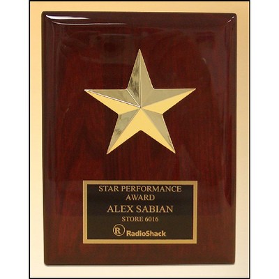 Gold Star Casting on Rosewood Piano Finish Plaque (6"x 8")