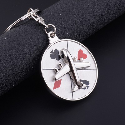 Plane w/Compass Shaped Key Chain