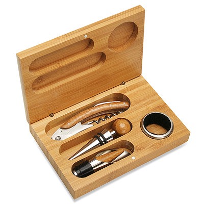 Bamboo Wine Tool Gift Set - 4 Piece