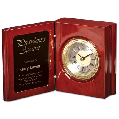 5 3/8" Rosewood Piano Finish Book Clock