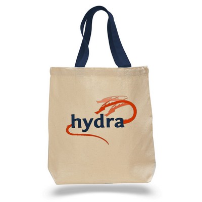 Promo Canvas Tote with Navy Colored Handles (Printed)