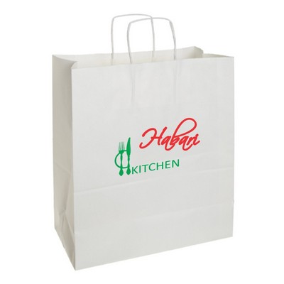 White Kraft Paper Shopping Bags 2C1S (14"x10"x15.5")