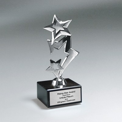 Silver Cascade Metal Stars on Genuine Italian Marble Base - Large