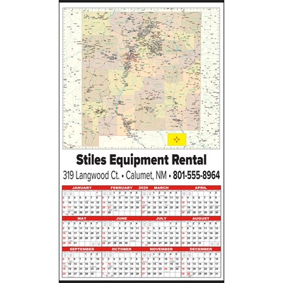 Large New Mexico State Map Year-In-View® Calendar