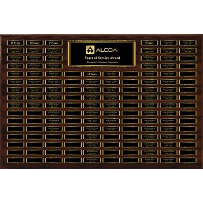 Dark Walnut Finish 144-Plate Scroll Border Plaque with Easy Perpetual Plate Release Program