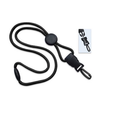 1/4" Blank Detachable Lanyard w/D-tach Plastic Swivel Hook (Black)