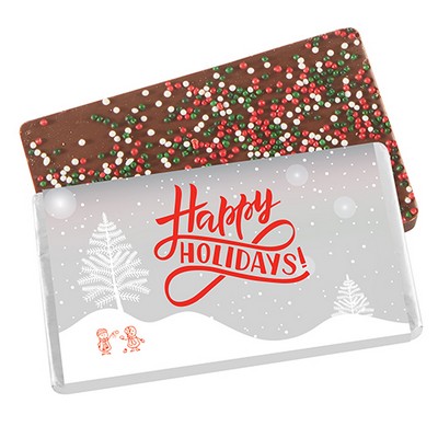 Foil Wrapped Belgian Chocolate Bar w/ Holiday Nonpareil Sprinkles