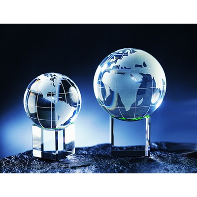 Global w/Meridian & clear base Optical Crystal Award/Trophy.3.125"