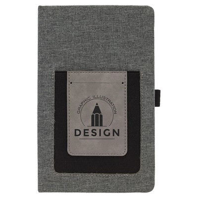 Gray w/Gray Leatherette Journal with Cell/Card Slot