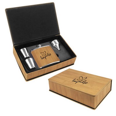 Leatherette Flask Gift Set