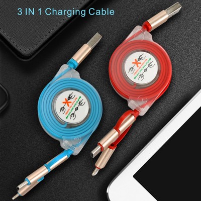 SCB05 3.3Ft/1M 3-in-1 Retractable Charging Cable