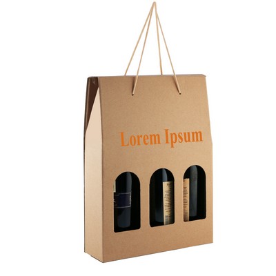 Three-Bottle Kraft Wine Carrier