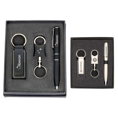 Metal Pen & Keychains Set