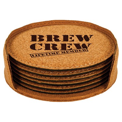 4" Round Cork 6-Coaster Set