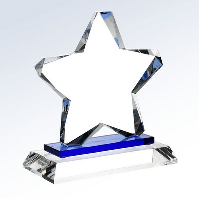 Blue Twinkle Star Optic Crystal Award - Crystal Base