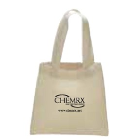 Natural 100% Cotton Mini Tote Bag w/ Self Fabric Handles - Full Color Transfer (6"x6")