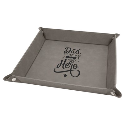 Gray Laser Engraved Snap Up Tray with Silver Snaps (9" x 9")