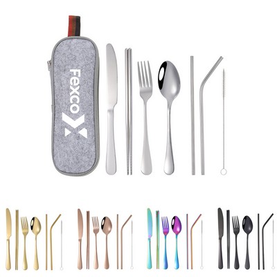 Stainless Steel Tableware Set w/Pouch