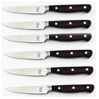 BergHoff® Pakka Wood Set of 6 Stainless Steel Steak Knives