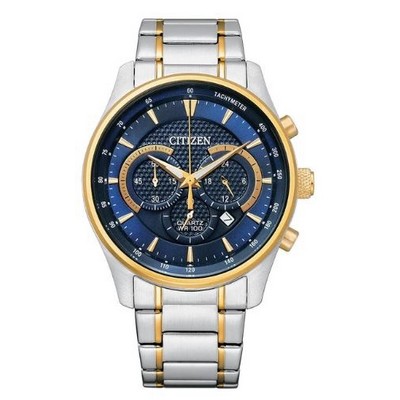 Citizen® Men's Quartz Two-Tone Chronograph Watch w/Blue Dial