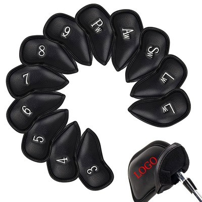 12pcs PU Leather Golf Iron Head Covers