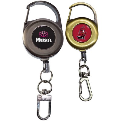 Outdoor Zinc Alloy Round Carabiner Badge Reel w/ Lobster