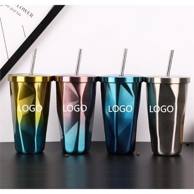 Diamond Straw Thermos Cup