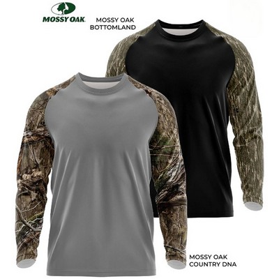 4.4 oz. Mossy Oak® Men's Polyester Interlock Raglan Long Sleeve T-Shirt