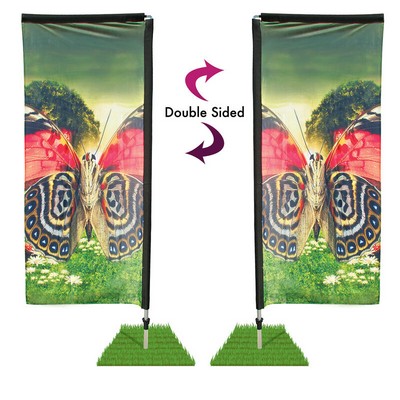 7' Double Sided Rectangle Wind Flag / Spike Base