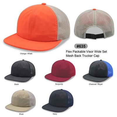 Flex Packable Visor Wide Set Mesh Back Trucker Cap