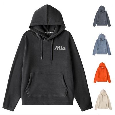 Polyester microfleece hooded front pocket hoodie