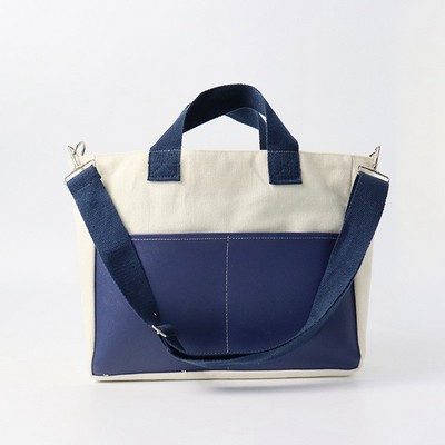 Heavy Duty Canvas Tote with Leather Pocket