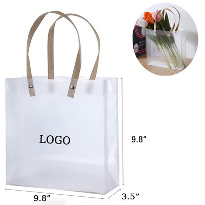 Clear Frosted Plastic Gift Bag With Handle