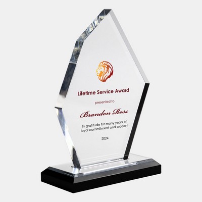 Color Imprinted Acrylic Boulder Award with Black Base