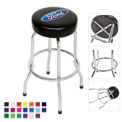 Single Ring Bar Stool w/Chrome Frame & Swivel Seat