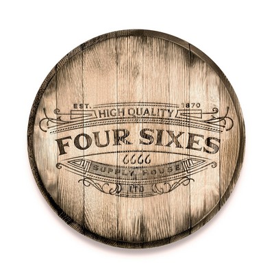 Reclaimed Whiskey Barrel Head Signage