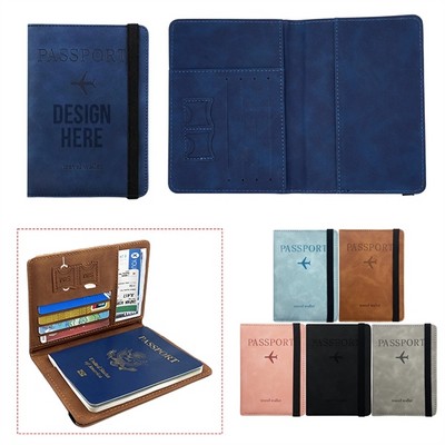 Faux Leather Travel Passport Holder RFID Blocking