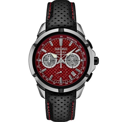 Seiko Coutura SS Quartz Chronograph Red Dial Watch