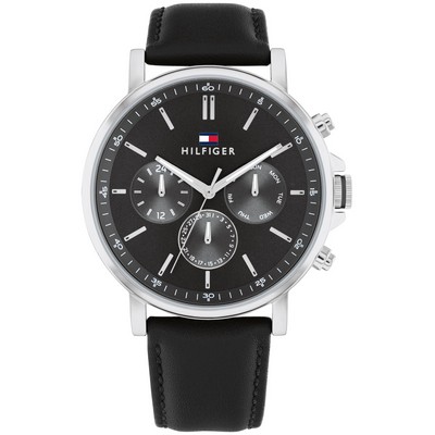 Tommy Hilfiger® Gents Stainless Steel Watch w/Dark Gray Multi-Functional Dial