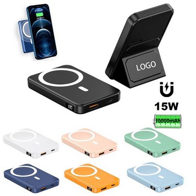 10,000mAh Magnet Wireless Power Bank with Phone Stand