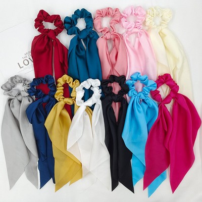 Girls Ribbon Hair Elastics Silky Knotted Hair Ties