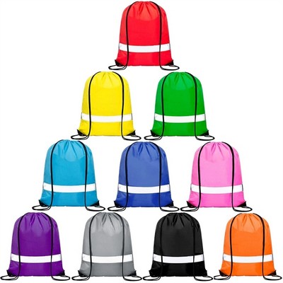 Drawstring Backpack with Reflective Stripes