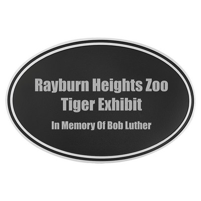 Silver/Black Oval Cast Aluminum Sign with 24" Aluminum Rod