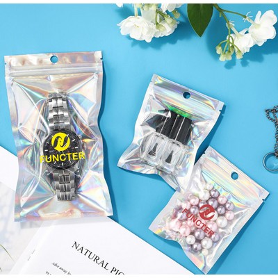 Custom Size 4x7.1" Iridescent Resealable Plastic Bags Clear Window Zipper Bag Zip lock Storage Pouch