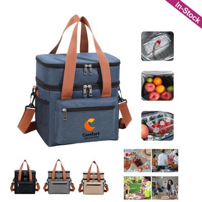 Double Layer Insulated Lunch Bag with Handle