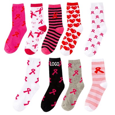 Pink Ribbon Awareness Crew Sock