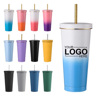 25 oz Stainless Steel Insulated Coffee Tumbler with Lid and Straw